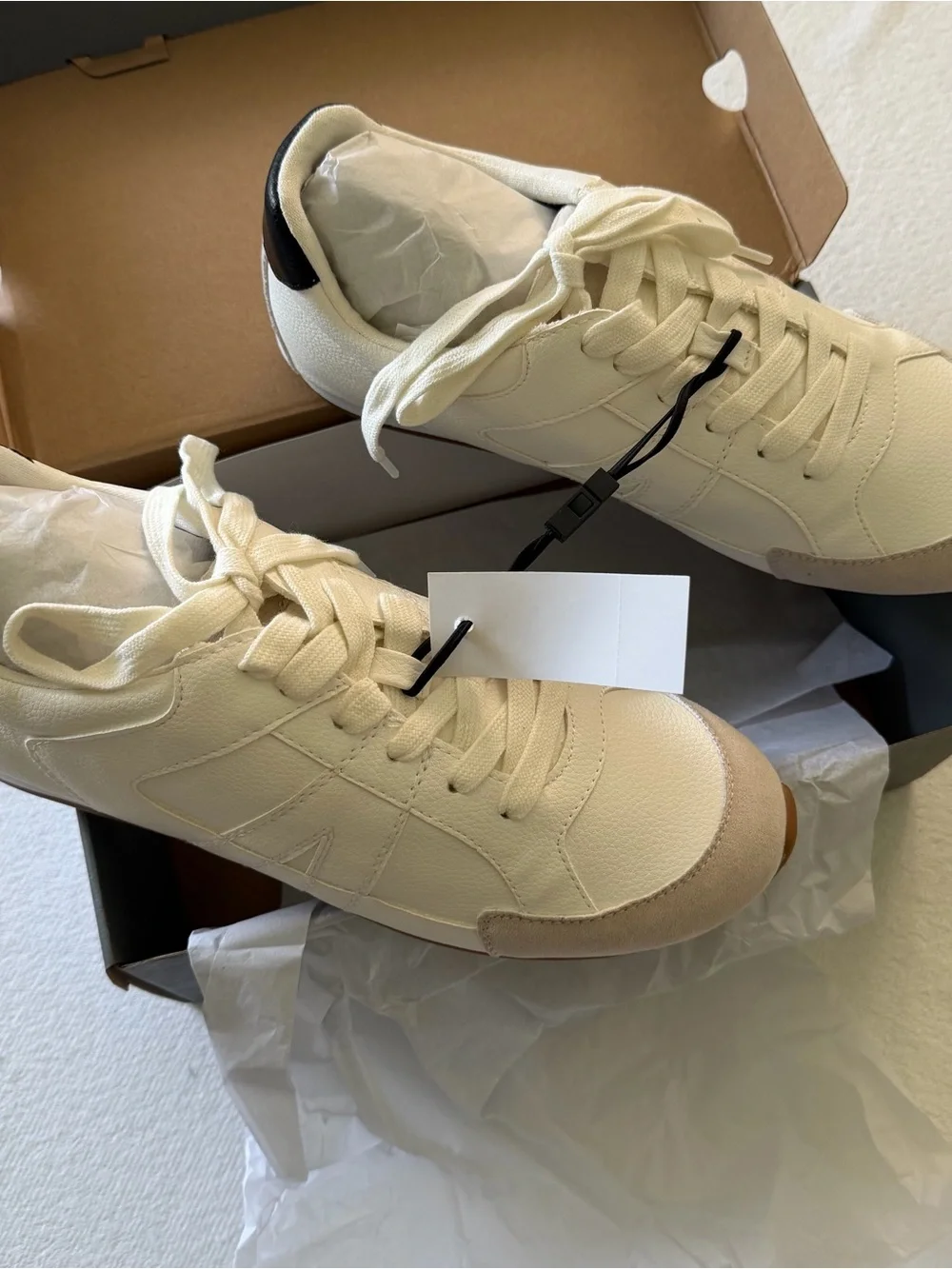 LOFT Size 9.5 Cream Retro Sneakers Gum Sole Suede Detail NWT